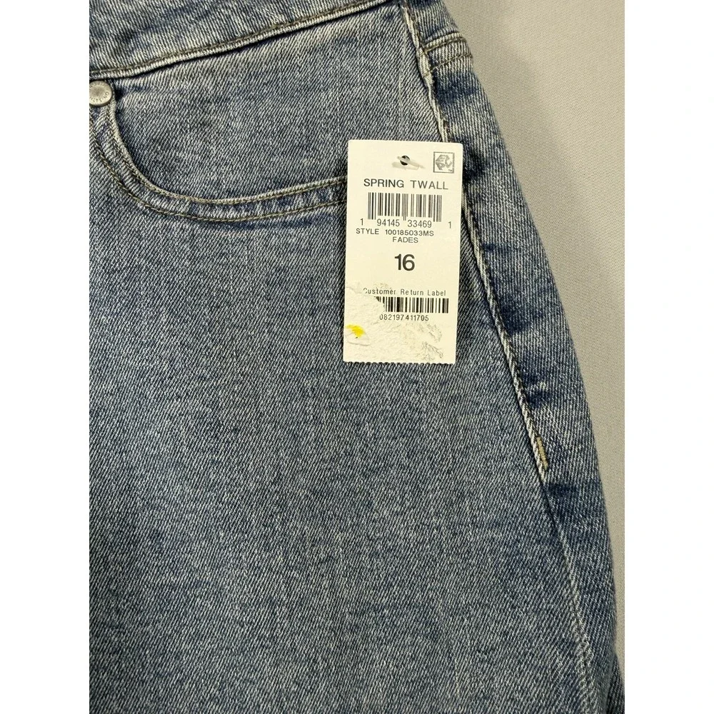 On 34th Macy's Denim Mini Skirt Raw Hem Frayed Multi Wash Size 16 33
